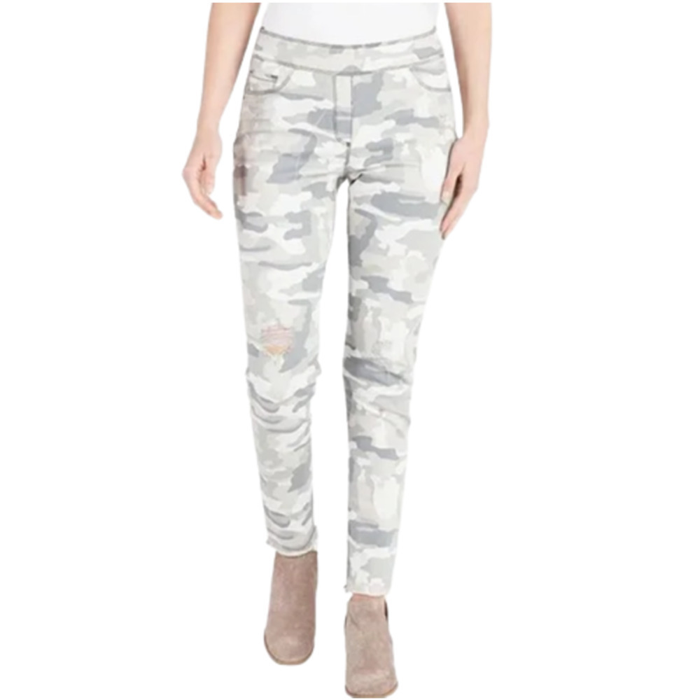 COCO + CARMEN OMG DISTRESSED TUMMY SLIMMING PULL ON SKINNY JEANS CAMO SMALL‎ EUC